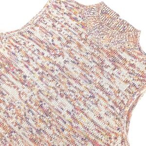 Talbots Mock Neck Sweater Vest Womens Large Marled Cotton Blend Preppy Lagenlook